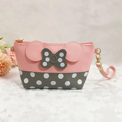 Disney Minnie Mouse Coin Purse Cartoon Leather Travel Cosmetic Bag Cute Portable Cosmetic Bag Toiletry Bag Good Vibrations