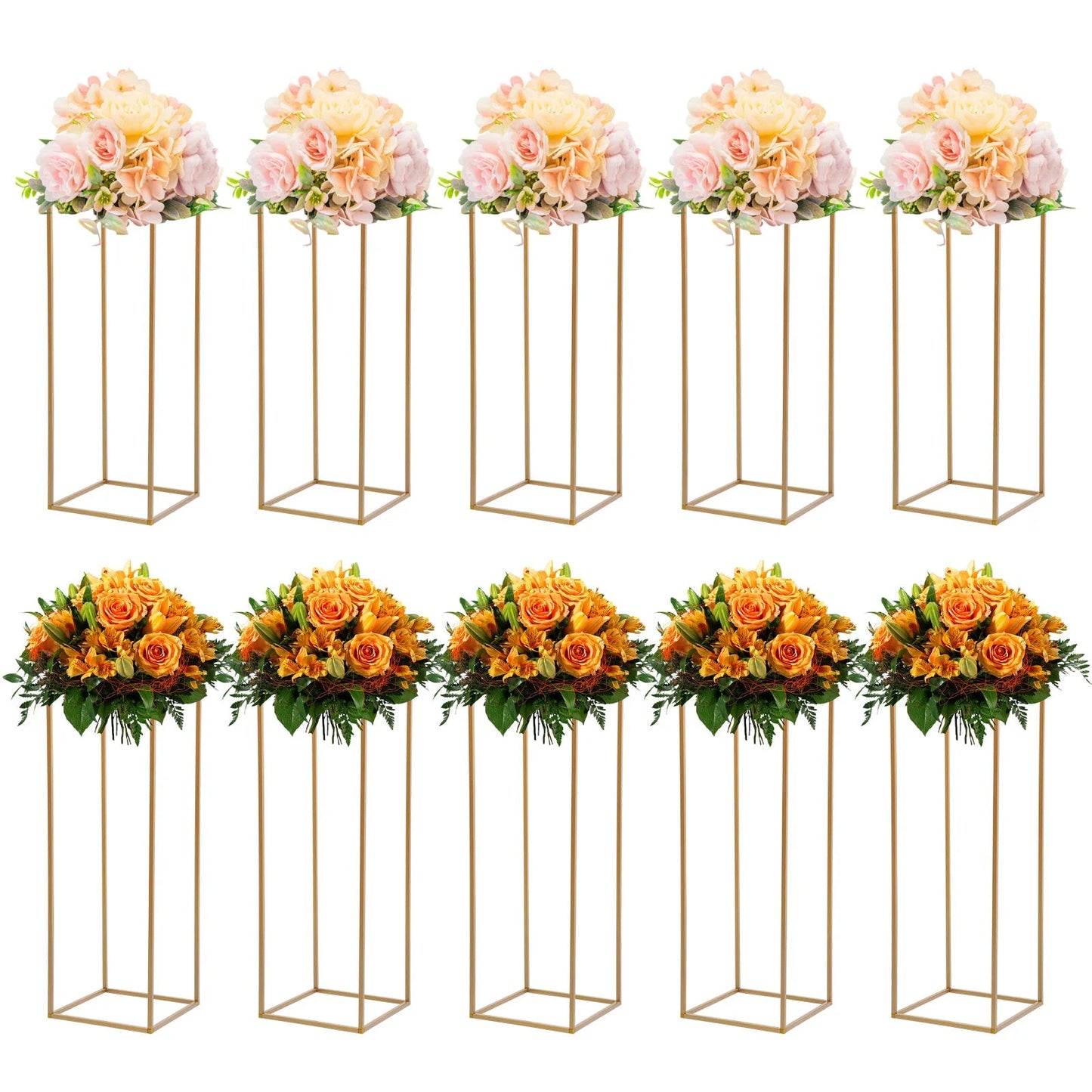 10Pcs 80cm Geometric Metal Stands Flower Vase Holders Wedding Party Centerpiece Good Vibrations