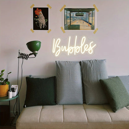 Bubbles LED Neon Sign Light,Bubbles Light, Champagne Wall Party Decor, For Wedding Backdrop Birthday Christmas Party Decor Good Vibrations