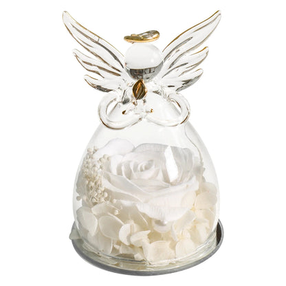 Gifts for Women Enchanted Soap Rose In Angel Glass Dome Eternal Artificial Flower Christmas Valentine's Day Gifts Wedding Supply Good Vibrations