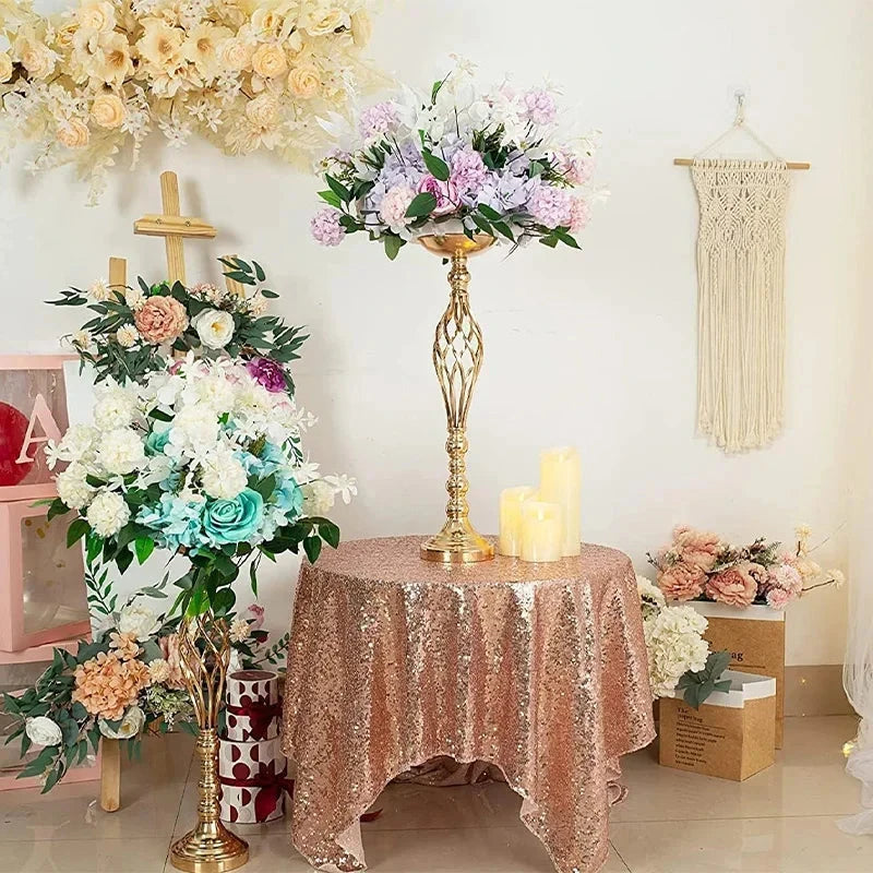 Table Candle Holder Decoration: Golden Iron Art Vase, Twisted Road Candlestick for Wedding Flowers, Wedding Props Good Vibrations