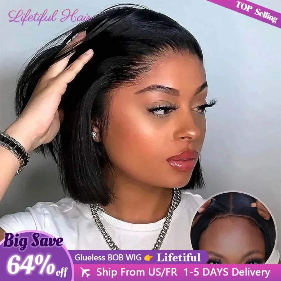 Glueless Bob Hair Wig Human Hair Ready To Wear Straight Transprent 4x4 Lace Closure Wigs For Women Glueless Wigs Human Hair Good Vibrations