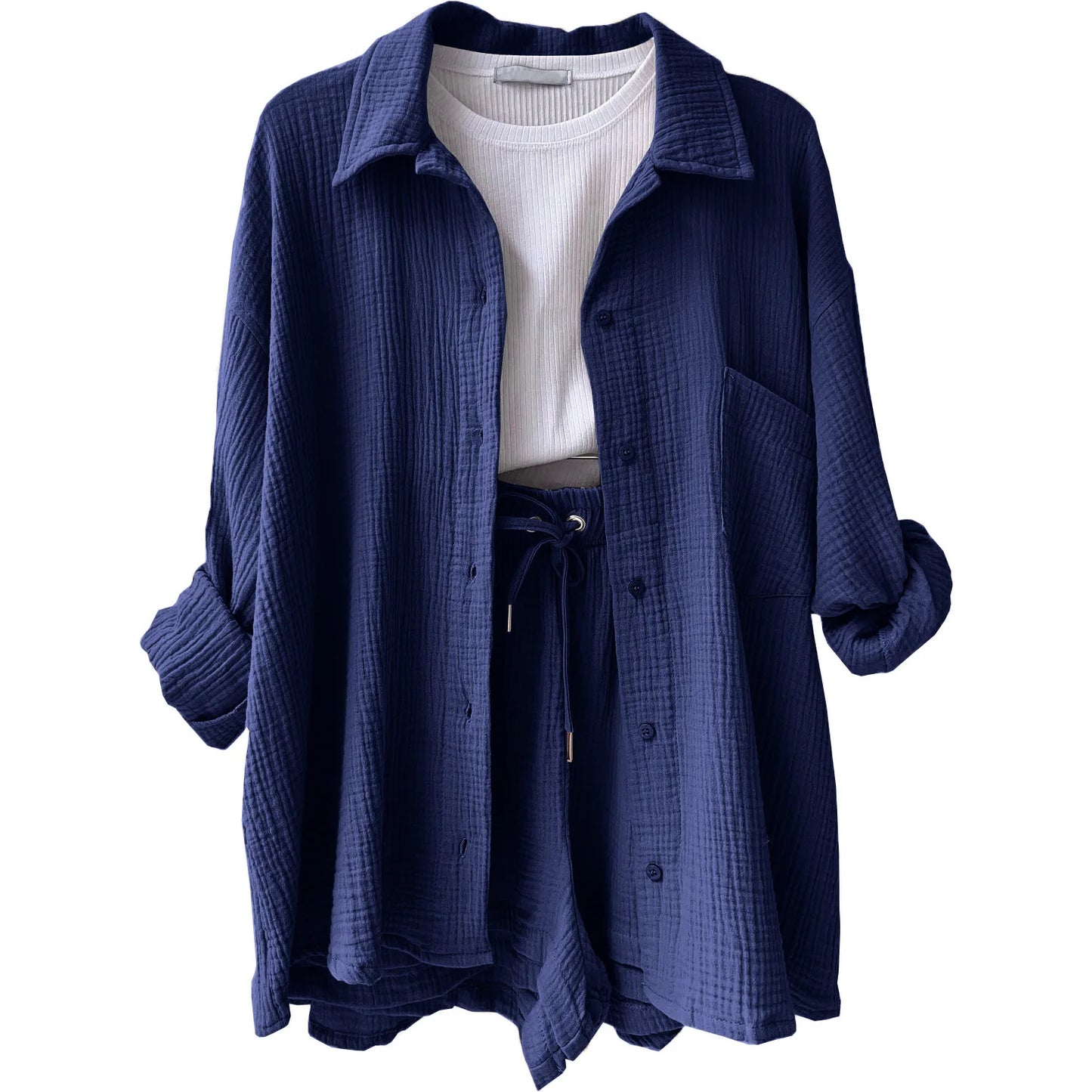 Solid Color Casual Loose Short Pants Sets For Women 2025 Elegant Summer Women's Two Pieces Suit Full Set Female Outfit Clothes Good Vibrations