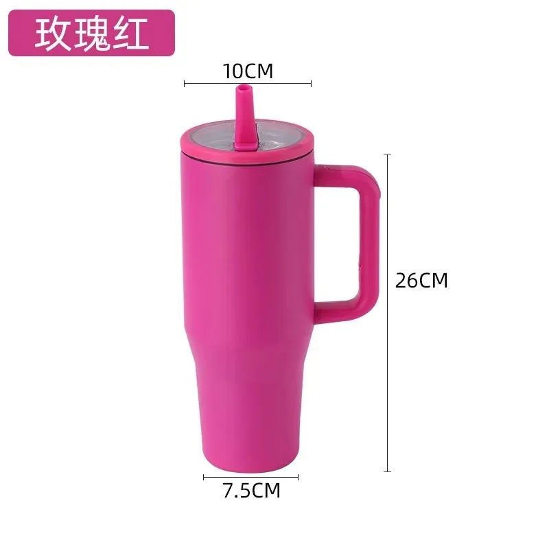 40oz Cross-border thermos cup 40oz double-layer ice cup leak-proof foldable straw cover convenient direct drinking mouth car cup Good Vibrations
