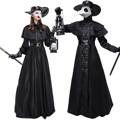 Carnival Halloween Couples Plague Doctor Costume Middle Ages War Nurse Bird Beak Playsuit Cosplay Fancy Party Dress Good Vibrations