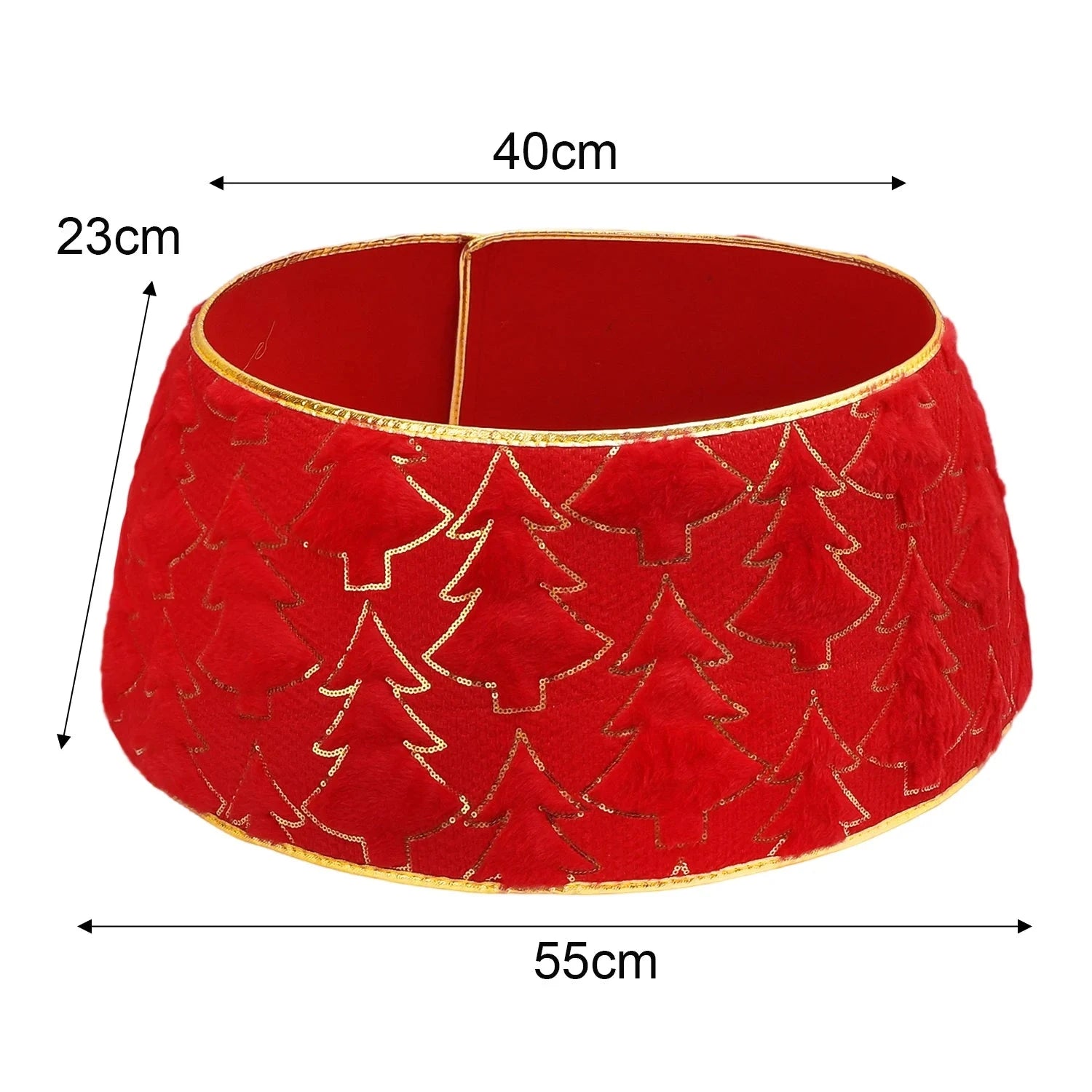 Christmas Tree Collar Red and Green Felt Decorations Tree Skirt Alternative Stereoscopic Tree Bottom Surrounder Party Display Good Vibrations