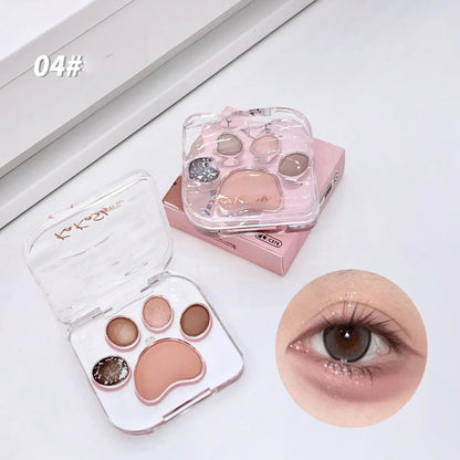 5 Colors Eye shadow Palette Cat paw shape, earthy khaki everyday look  Party Performance Makeup eye cosmetics Good Vibrations