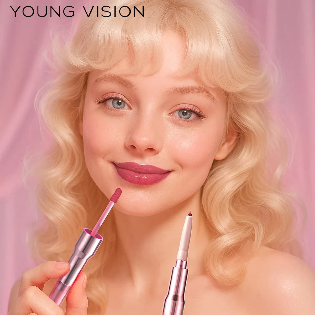 YOUNG VISION 6 Color Double-ended Lip Liner and Lip Gloss Shaping Waterproof to Create Beautiful Lip Makeup Good Vibrations