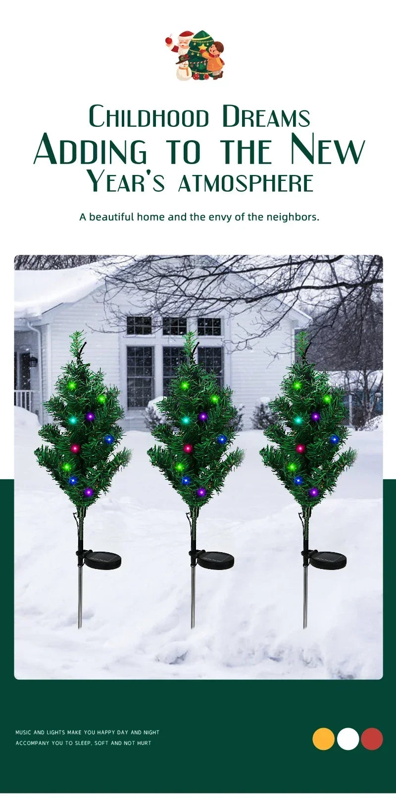2025 Hot Outdoor Decoration Christmas Tree Light Solar Charging Simulation Pine Tree 20 LED Lawn Light Garden Decoration Light Good Vibrations
