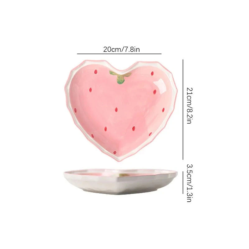 3pcs Strawberry Bowl Spoon Plate set beautiful girl heart bowl salad bowl dessert household tableware Good Vibrations