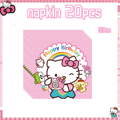 Hello Kitty Birthday Party Decoration Disposable Tableware Cup Plate Tablecloth Balloons Baby Shower Girls Party favors Supplies Good Vibrations