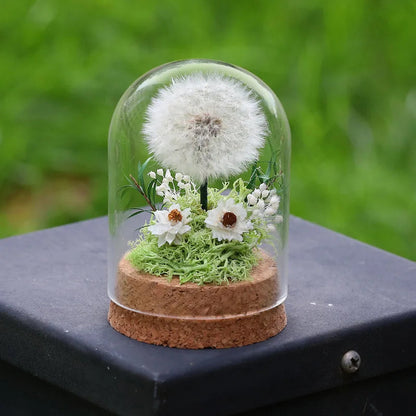 Popular Preserved Flower Gift with Glass Dome and Dandelion - Ideal for Mother's Day, Qixi, Valentine's, Birthdays & Weddings Good Vibrations