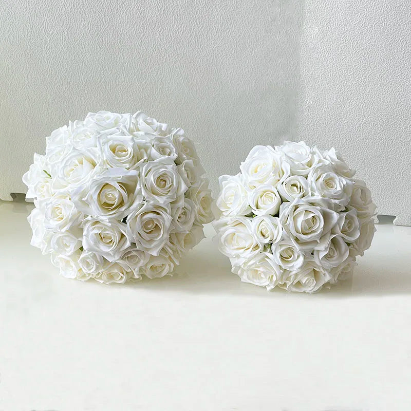 Bride Bridesmaids Bouquet Wedding Flowers Accessories Boutonniere Men White Silk Roses Artificial Bridal Bouquet Centrepiece Good Vibrations