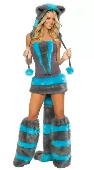 Adult Leopard Fox Cat Girl Cosplay Costume Halloween Costumes Women Fancy Party  Dress Up Deluxe Plush Monster Animal Costume Good Vibrations