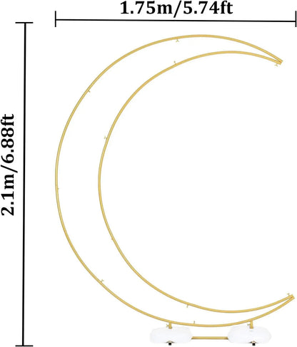 6.9ft Balloon Arch Stand Curved Wedding Arch Backdrop Stand Moon Arch for Ceremony Birthday Party(Gold) Good Vibrations