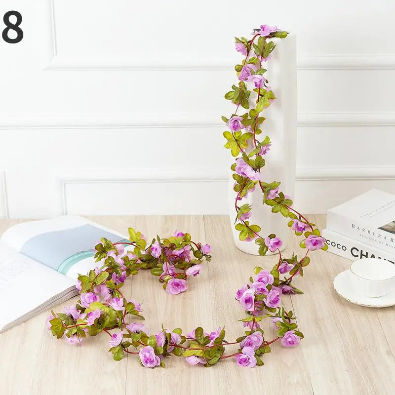250CM Rose Artificial Flowers Christmas Garland for Wedding Home Room Decoration Spring Autumn Garden Arch DIY Fake Plant Vine Good Vibrations