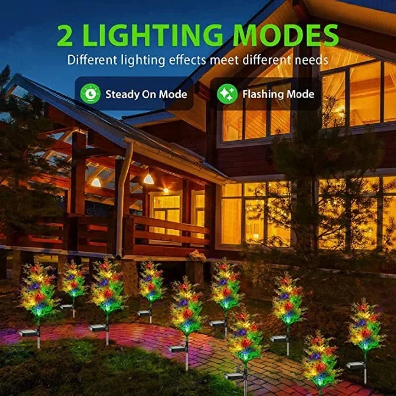 2025 Hot Outdoor Decoration Christmas Tree Light Solar Charging Simulation Pine Tree 20 LED Lawn Light Garden Decoration Light Good Vibrations