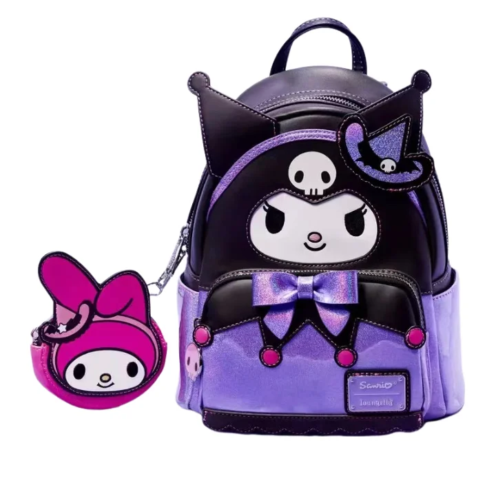 Sanrio Series Purple Kuromi My Melody Backpack Creative Backpack Storage Stationery Leather Mini Student Backpack Christmas Gift Good Vibrations