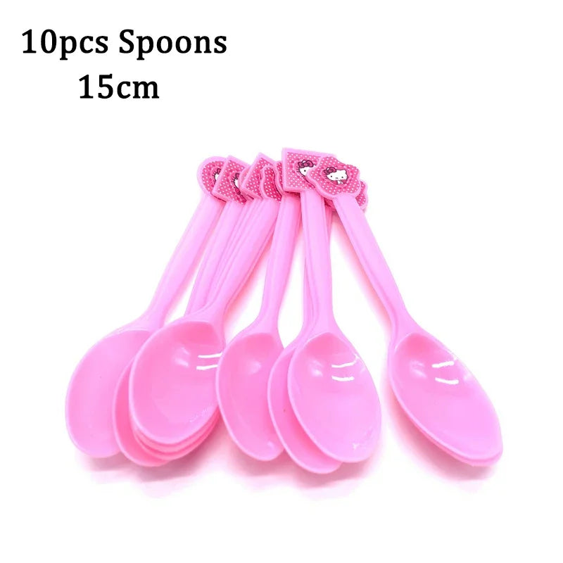 Hello Kitty Theme Girls Birthday Party Disposable Tableware Paper Cup Plate Balloon Kids Favors KT Balloon Party Decor Supplies Good Vibrations