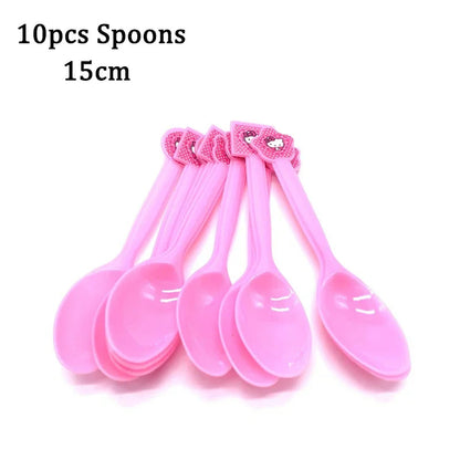 Hello Kitty Theme Girls Birthday Party Disposable Tableware Paper Cup Plate Balloon Kids Favors KT Balloon Party Decor Supplies Good Vibrations