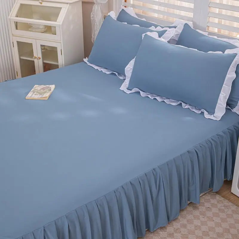 Bed Sheets Solid Plain Nordic Style Bedroom Washed Flat Breathable Adults Comfortable Simple Queen Size Home Bed-protect Soft Good Vibrations
