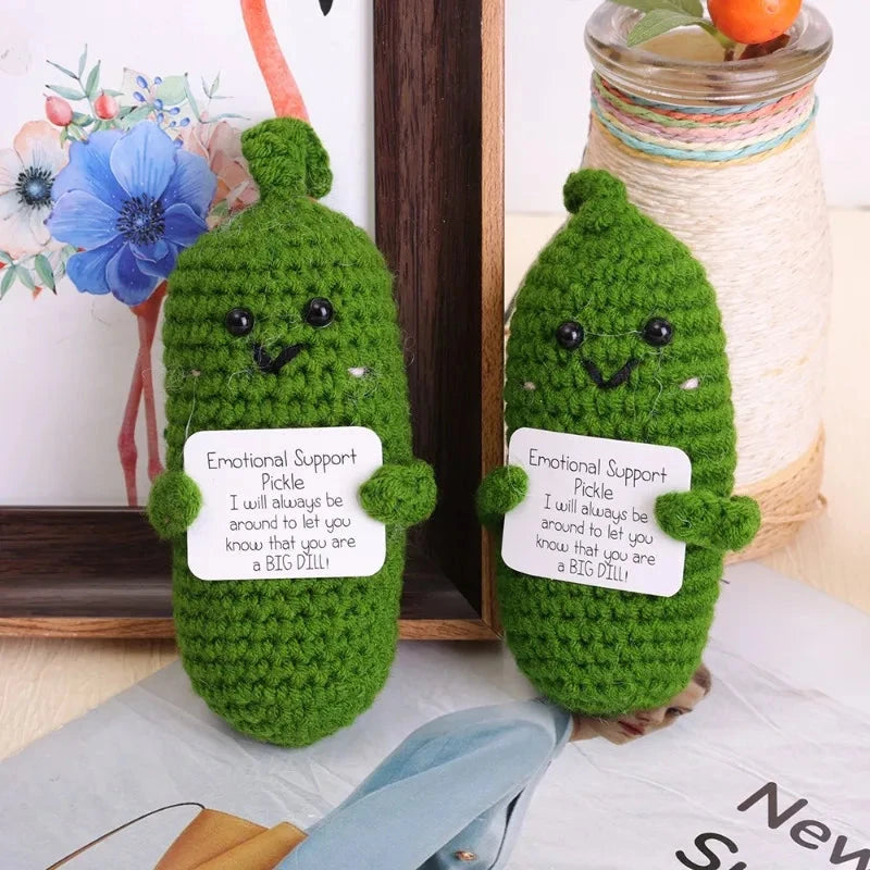 Positive Energy Handmade Plush Wool Knitting Shark Potatoes Doll Emotional Support Hug Pocket with Card Creative Festivals Gift Good Vibrations