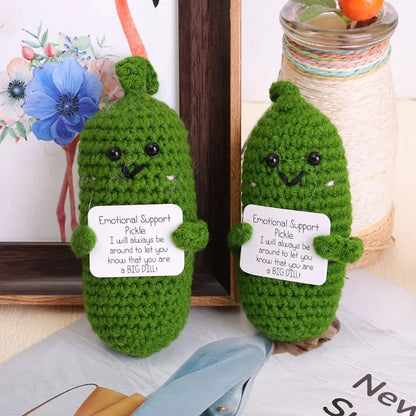 Positive Energy Handmade Plush Wool Knitting Shark Potatoes Doll Emotional Support Hug Pocket with Card Creative Festivals Gift Good Vibrations