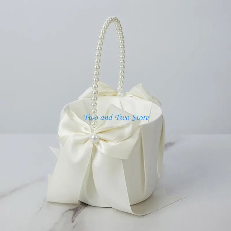 HX6F Handmade Punnet Pillow Rings Bearer Basket for Enchanting Wedding Ceremony Good Vibrations