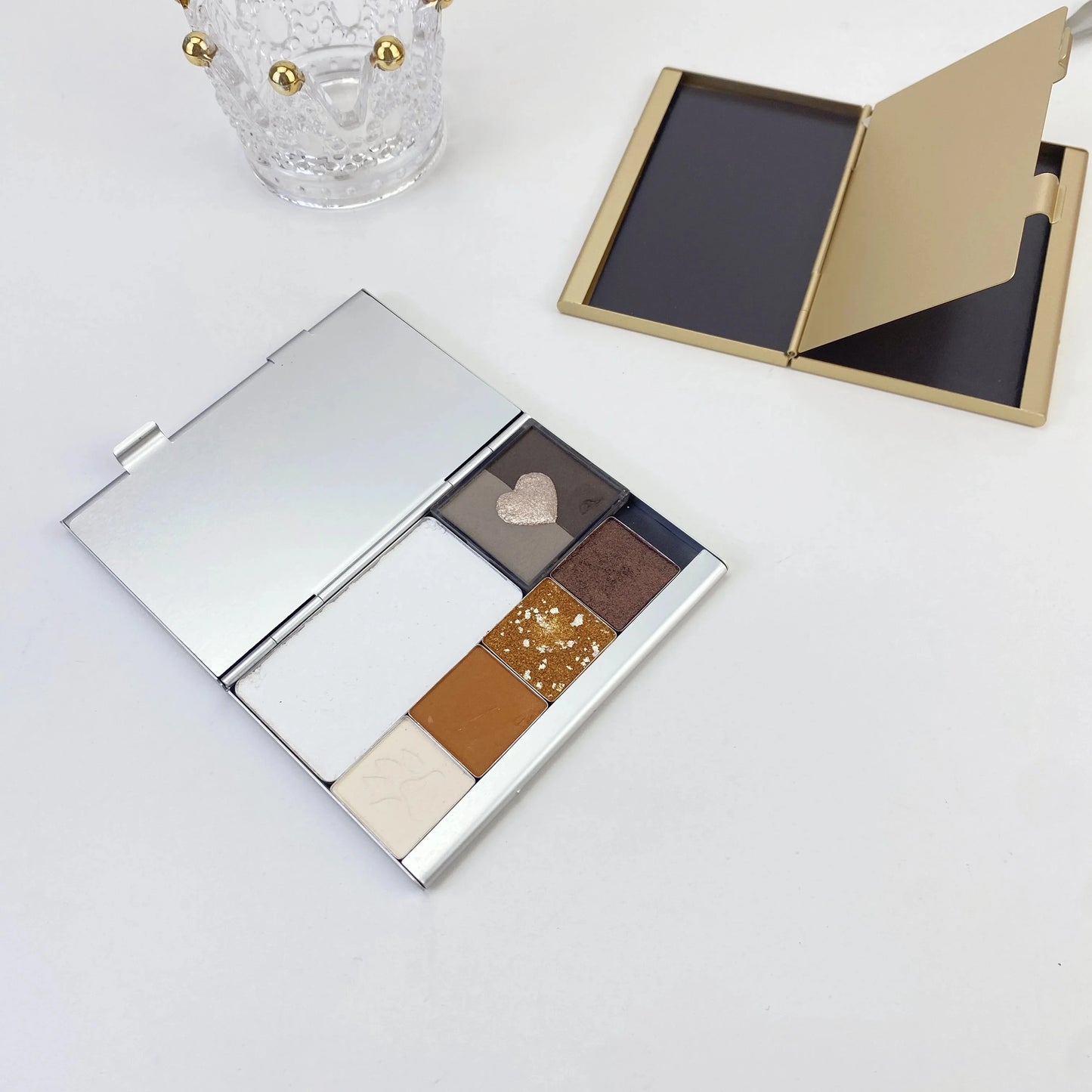 Ultra-Thin Aluminum Dual-Layer Magnetic box DIY Compact - Refillable Case for Eyeshadow & Blush Good Vibrations