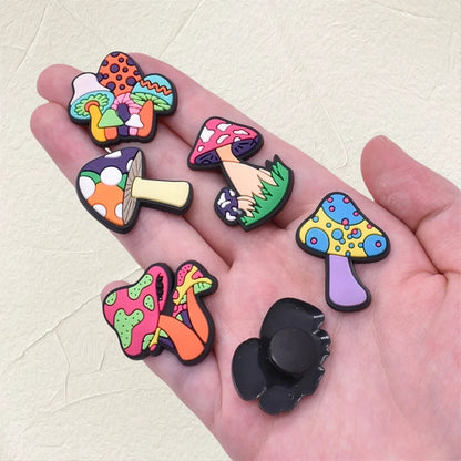 Mushroom Shoe Charms forCrocodile charms   Women Clogs Pins Men Badges Kids Jeans Boy Girls Decorations Buckle Shoes Accessories Good Vibrations