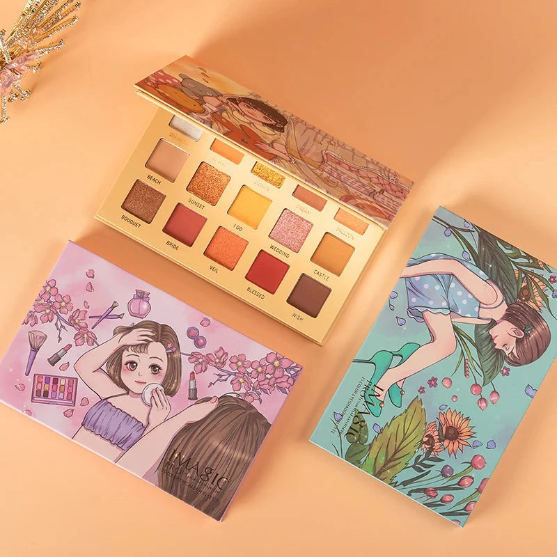 IMAGIC Eyeshadow Palette Matte Make Up Palette Highlight Blus Shimmer Pearlescent Waterproof  Eye shadow Powder And Body Paint Good Vibrations