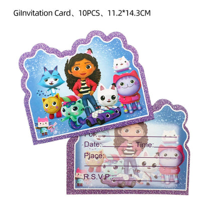 Gabby Doll House Birthday Party Decoration Cat Cutlery Cup Plate Stickers Baby Shower Children's Party Balloon DIY Toy Supplies Good Vibrations