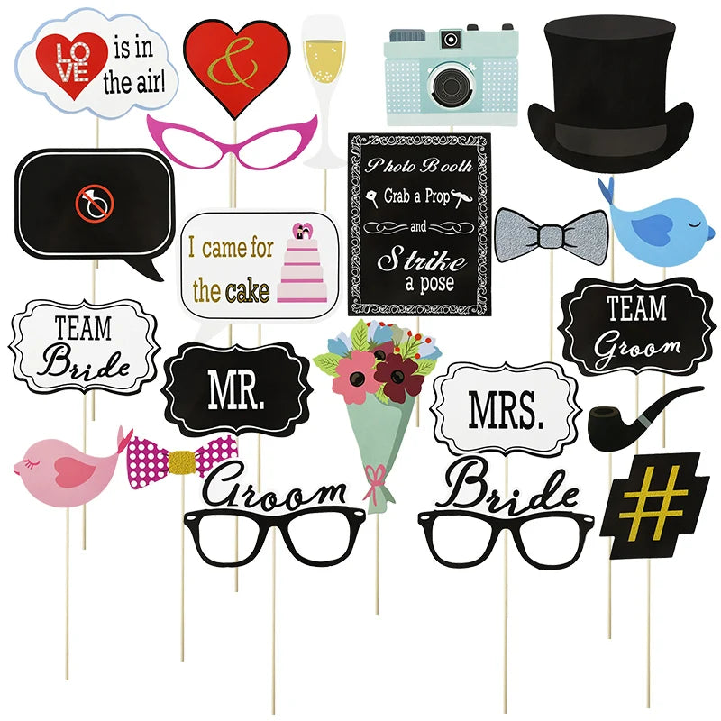 Wedding Decoration Photo Booth Props Bride To Be Hen Party DIY Mustache Lips Bride Photobooth Groom Mr Mrs Bridal Shower Decor Good Vibrations