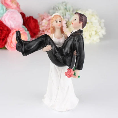 Funny Wedding Cake Toppers Dolls Romantic Bride And Groom Figurines Stand Topper Decoration Supplies Marry Resin Figurine Good Vibrations