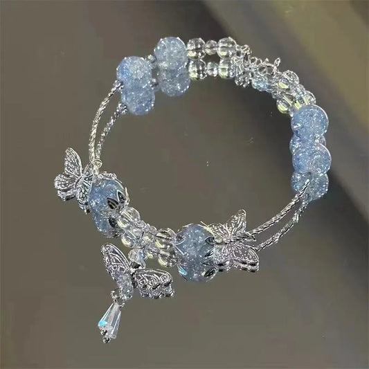 New Luxury Elegant Crystal Beads Bracelet for Women Butterfly Dreamcatcher Tassel Charm Bracelet Girl Party Fashion Jewelry Gift Good Vibrations