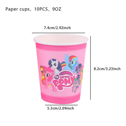 My Little Pony themed children's birthday party supplies, girls' first birthday tablecloth, tableware, paper cups, flag-raising Good Vibrations