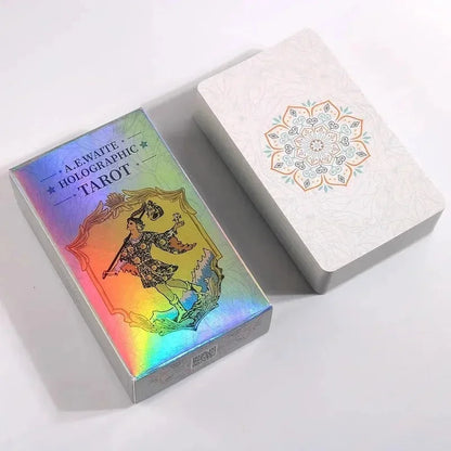 10.3*6cm Rainbow Holographic Tarot Deck, Tarot Cards With Guidebook Set, Divination Board Game Tarot Kit for Beginners Good Vibrations