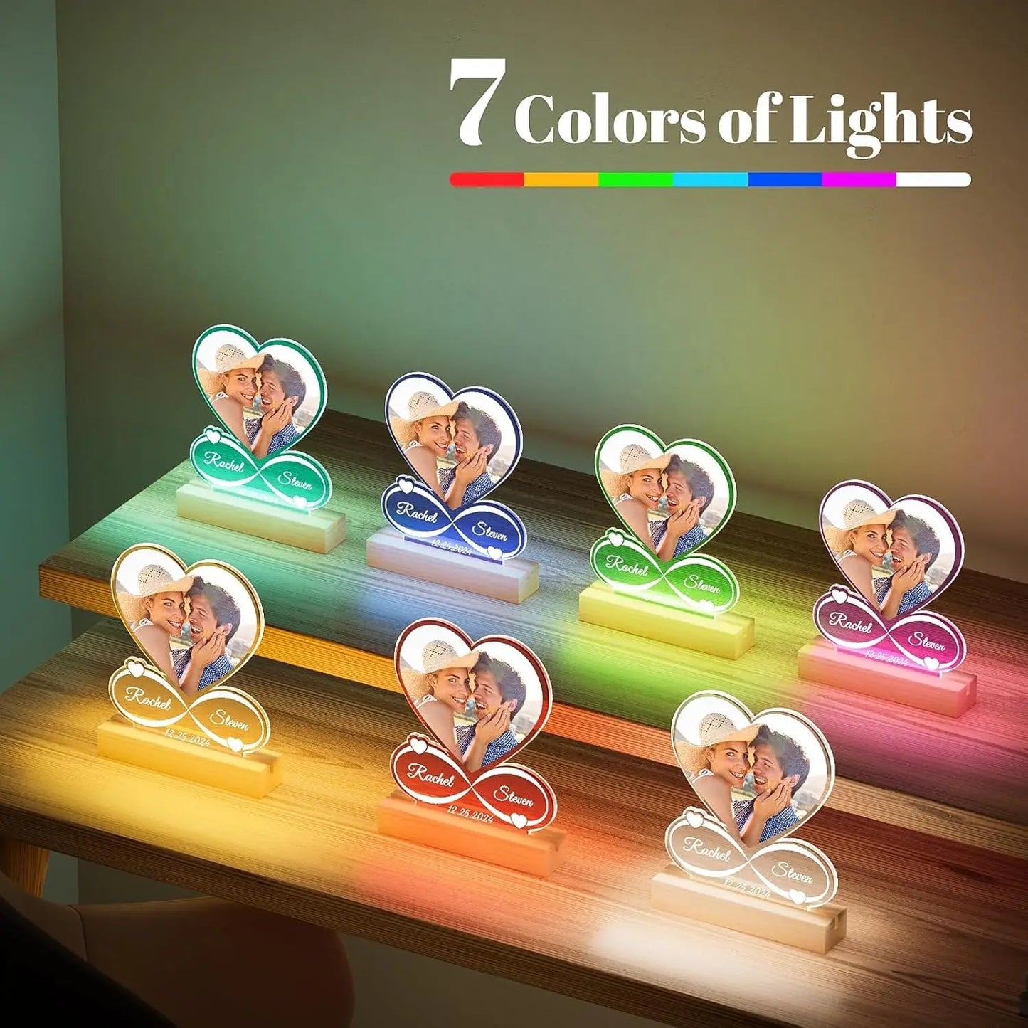 Custom Couples Gifts Personalized Photo Frame With Night Light Anniversary Valentine's Day Gifts for Women Men Girlfriend Him Good Vibrations Adult Super Store