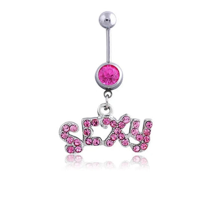Dainsty Dangled Belly Button Rings Surgical Steel 14G Bar Navel Piercing Ring Crystal CZ Bee Flower Heart Belly Ring Ear Jewelry Good Vibrations Adult Super Store