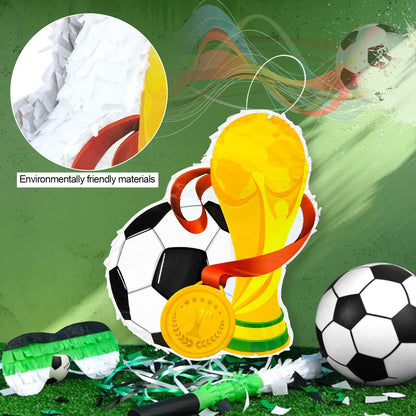 Soccer Ball Pinata, 4 Pcs Soccer Pinatas Bundle - 15.1''Soccer Theme Piñata,Soccer Party Pinata Stick&Games Blindfold etc Good Vibrations