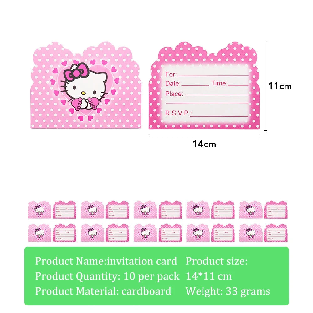 Hello Kitty Theme Girls Birthday Party Disposable Tableware Paper Cup Plate Balloon Kids Favors KT Balloon Party Decor Supplies Good Vibrations