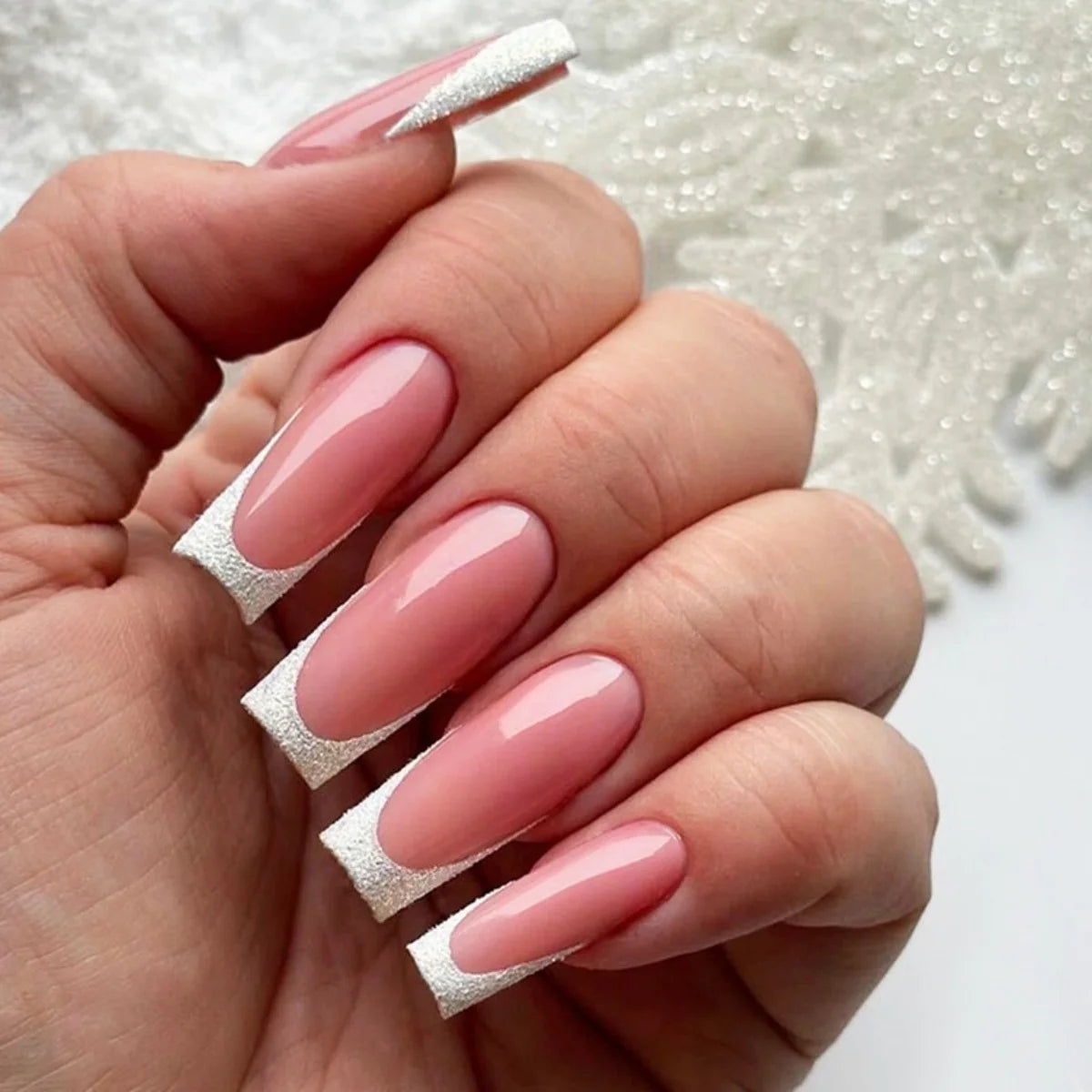 24Pcs Extra Long Square Fake Nail with Glue 3D Little Bear Bow Design False Nails White French Press on Nails Wearable Manicure Good Vibrations