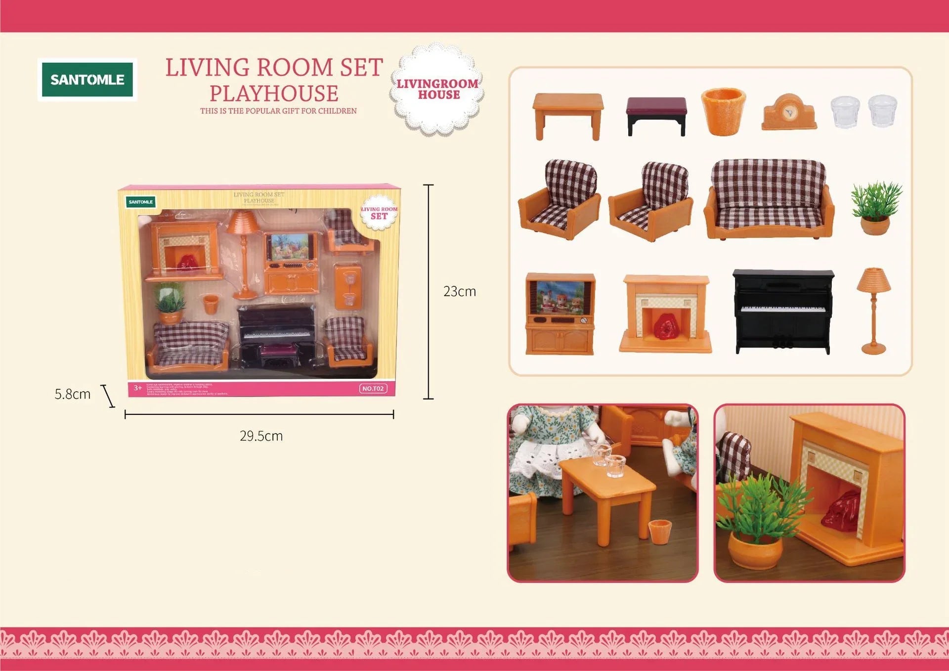 New Forest Family Microfilm Furniture Bathroon Kitchens Dining Bed Wardrobe Model Play House 1/12 Doll house Toys Birthday Gifts Good Vibrations