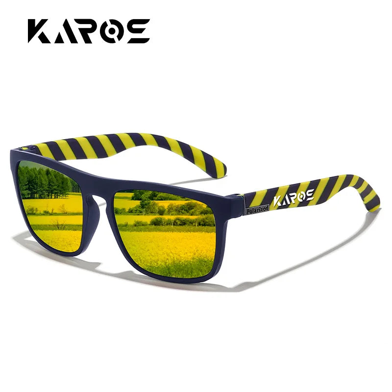 KAROS Sunglasses Men/Women Polarized Square Mirror Brand Design Luxury UV400 SunShade Unisex Fishing Driving Cycling Hiking Good Vibrations