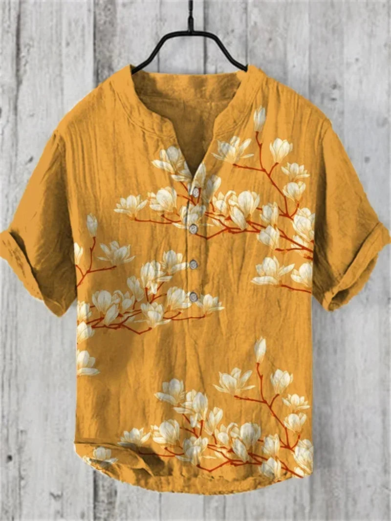 Spring and Summer Men's and Women's Shirts Independent Station Casual Hawaiian Style Shirts Men's Tops 100% Linen New Hot Sale Good Vibrations