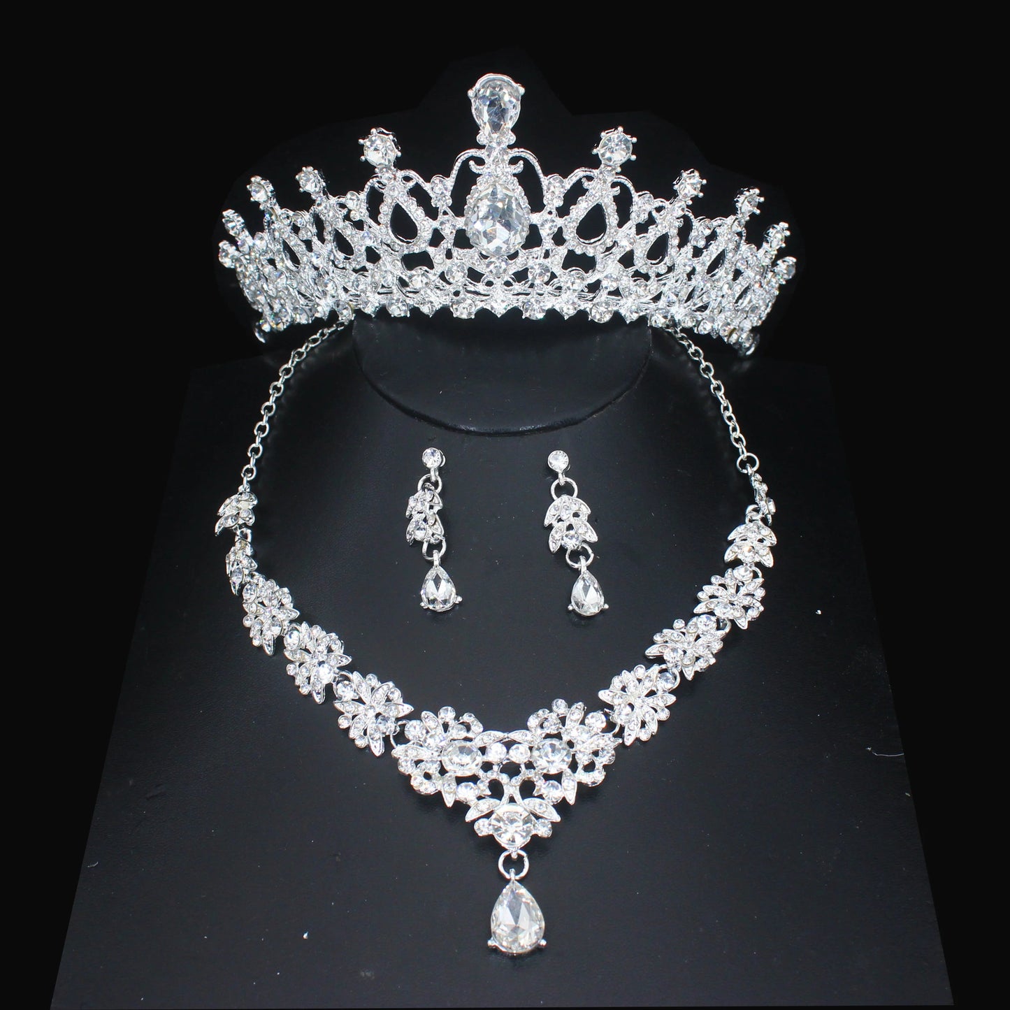 Luxury Crystal Wedding Bridal Jewelry Sets Women/Girl Gold Color Tiara/Crown Earrings Choker Necklace Bride Jewelry Set Good Vibrations Adult Super Store