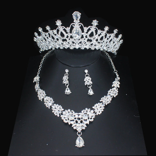 Luxury Crystal Wedding Bridal Jewelry Sets Women/Girl Gold Color Tiara/Crown Earrings Choker Necklace Bride Jewelry Set Good Vibrations Adult Super Store