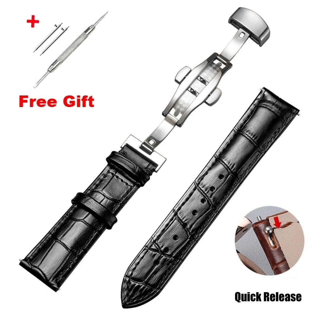 Quick Release *Real Animal Skin* Leather Watch strap13mm 12mm  15mm 17mm 19mm 21m 23mm 24mm 14mm 16mm 18mm 20mm Good Vibrations