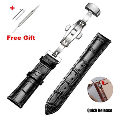 Quick Release *Real Animal Skin* Leather Watch strap13mm 12mm  15mm 17mm 19mm 21m 23mm 24mm 14mm 16mm 18mm 20mm Good Vibrations
