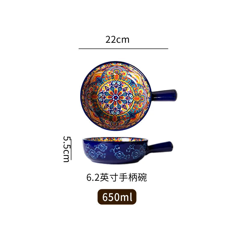 Ceramic Tableware Set Rice Bowl Serving Plate Creative Cutlery Soup Plate Noodle Handle Bowl Sauce Dish Steak Salad Fruit Plate Good Vibrations